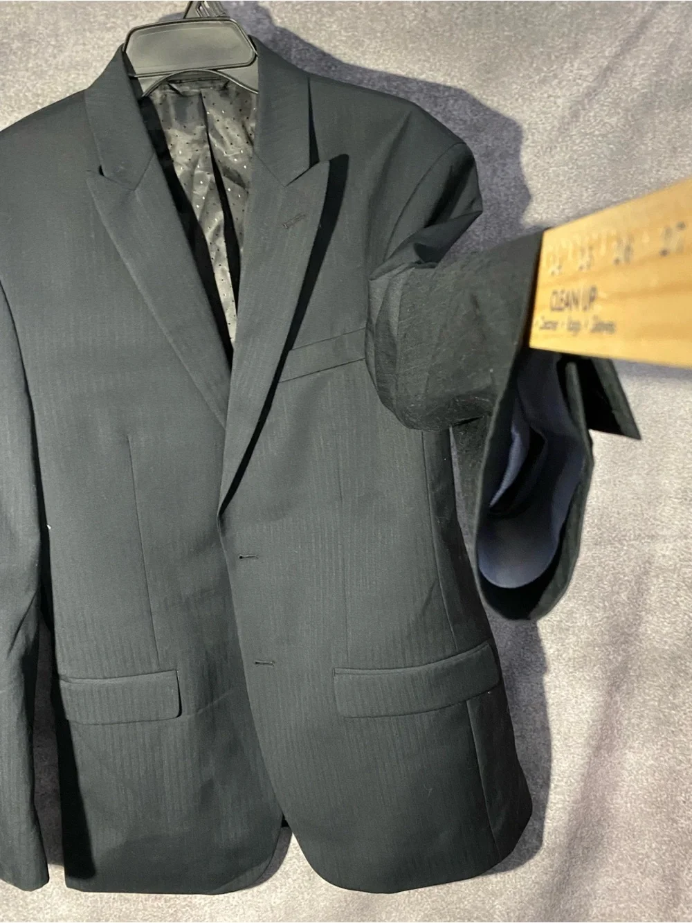 Michael Strahan Collection Men Black Pinstripe Suit Jacket Blazer 40L Wool